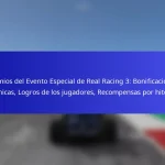 Premios del Evento Especial de Real Racing 3: Bonificaciones únicas, Logros de los jugadores, Recompensas por hitos
