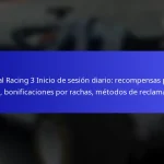 Real Racing 3 Inicio de sesión diario: recompensas por hitos, bonificaciones por rachas, métodos de reclamación