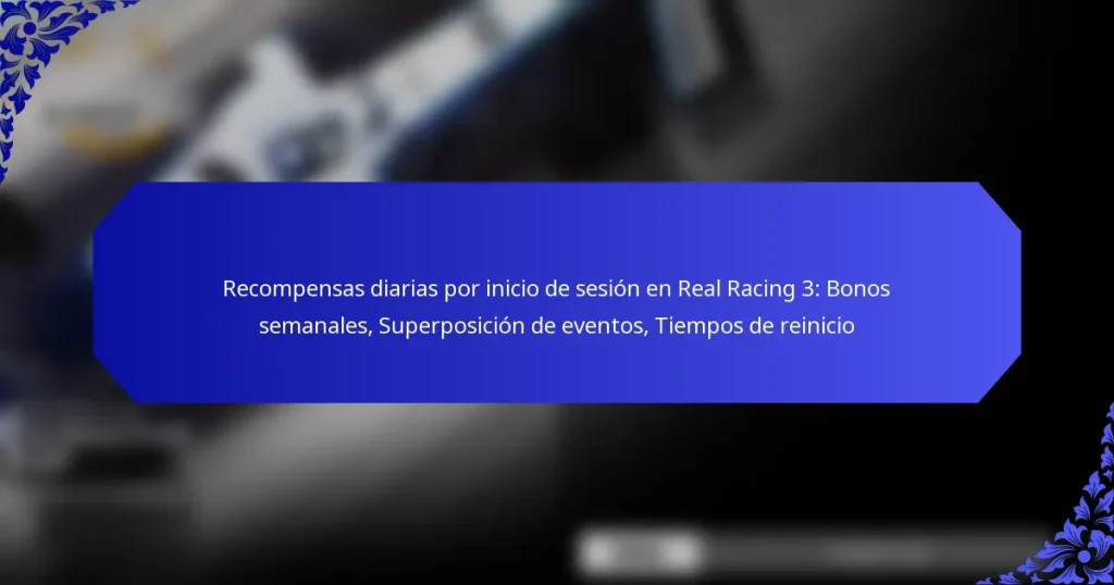 Recompensas diarias por inicio de sesión en Real Racing 3: Bonos semanales, Superposición de eventos, Tiempos de reinicio