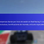 Recompensas diarias por inicio de sesión en Real Racing 3: coches exclusivos, bonificaciones de moneda, artículos especiales